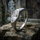 Simple Horse Eye Gemstone Stainless Steel Ring