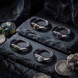 Simple Horse Eye Gemstone Stainless Steel Ring