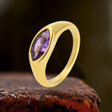 Simple Horse Eye Gemstone Stainless Steel Ring