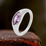 Simple Horse Eye Gemstone Stainless Steel Ring