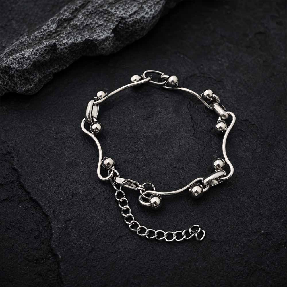 Simple Interlocking Bead Link Stainless Steel Necklace | Gthic.com