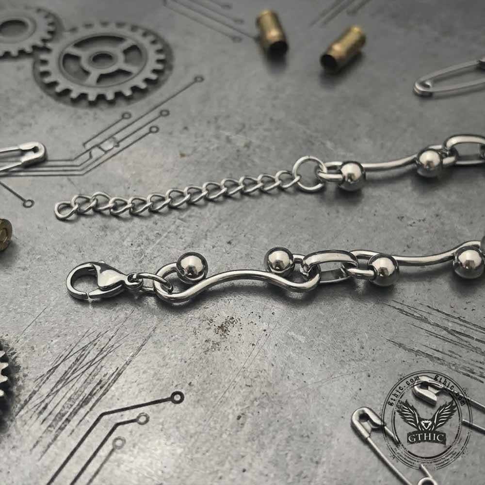 Simple Interlocking Bead Link Stainless Steel Necklace