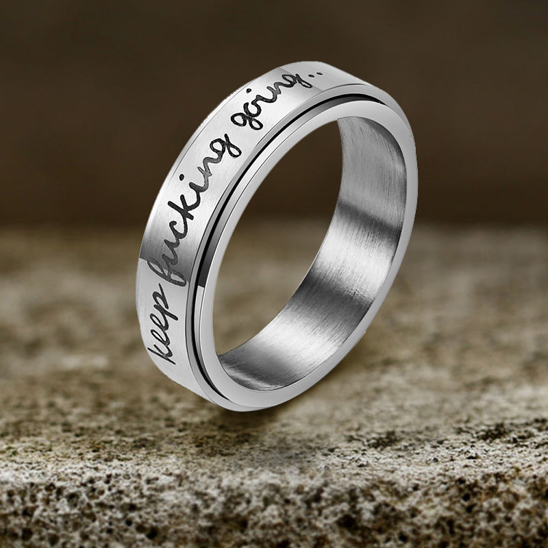 Simple Keep Fucking Going Spinner Stainless Steel Ring | Gthic.com