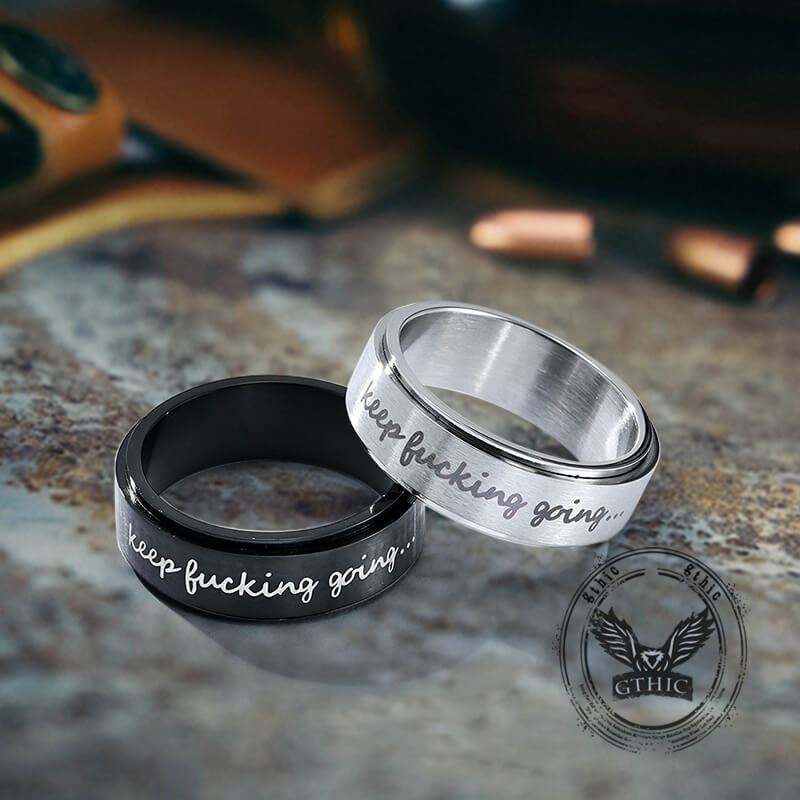 Simple Keep Fucking Going Spinner Stainless Steel Ring | Gthic.com