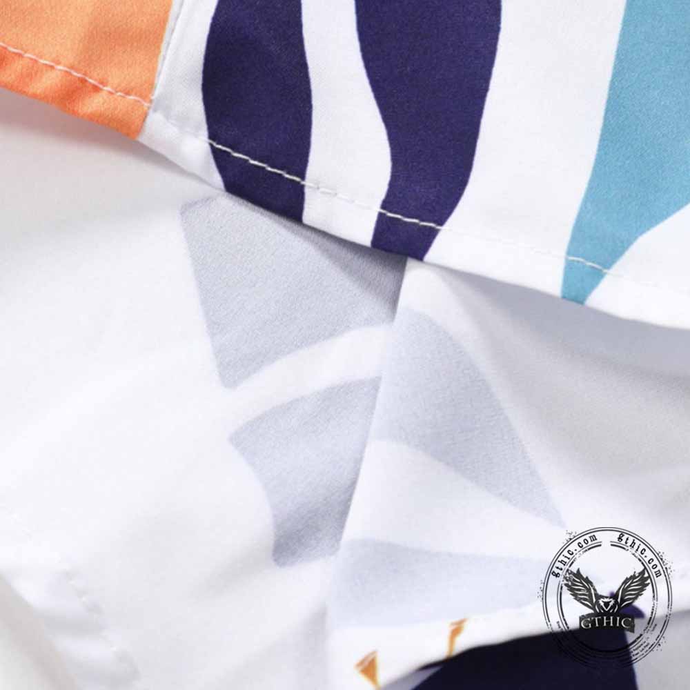Simple Leaf Print Loose Vacation Shirt and Shorts Set