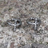 Simple Lines Stainless Steel Cross Hoop Earrings