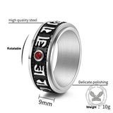 Punk Gem Six-Word Mantra Stainless Steel Spinner Ring