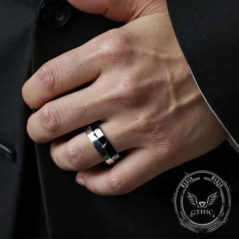 Simple Mechanical Ratchet Stainless Steel Spinner Ring 02 | Gthic.com