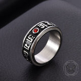 Punk Gem Six-Word Mantra Stainless Steel Spinner Ring