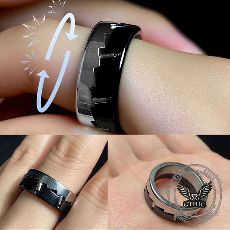Simple Mechanical Ratchet Stainless Steel Spinner Ring