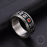 Punk Gem Six-Word Mantra Stainless Steel Spinner Ring