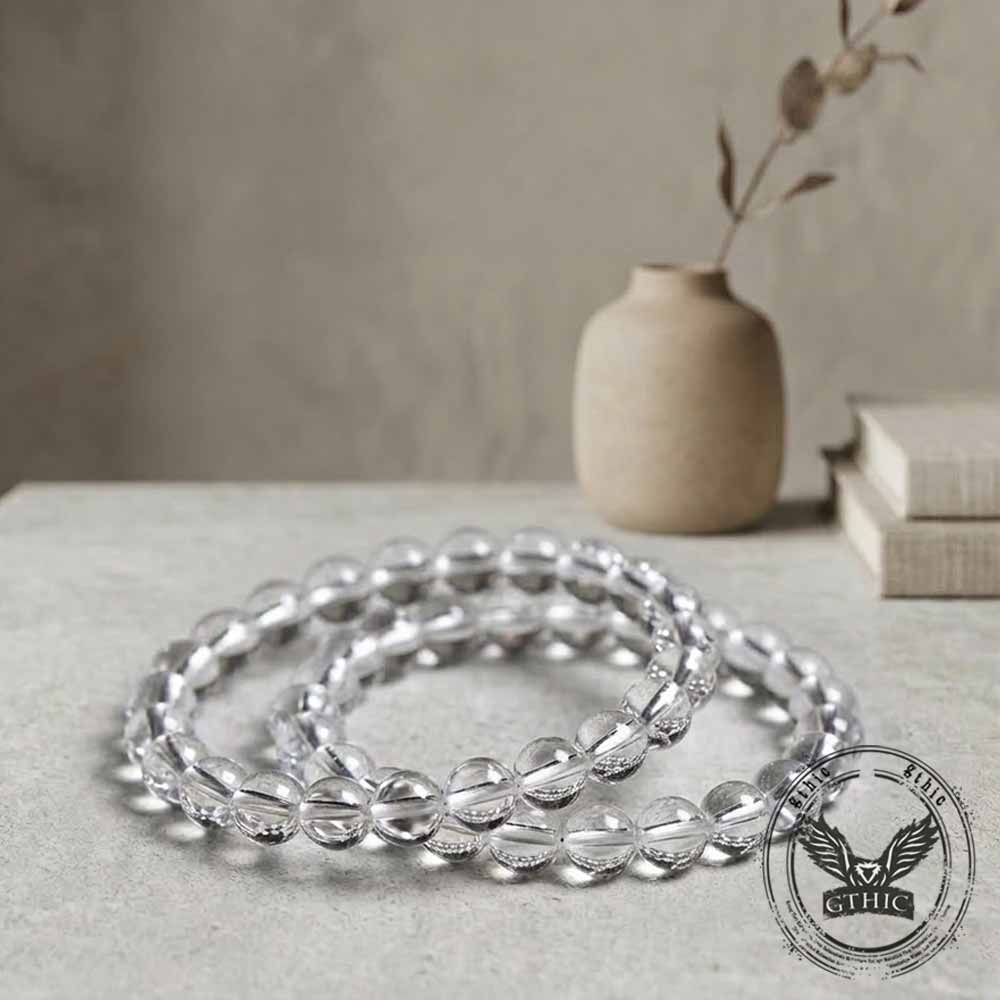 Simple Natural Clear Crystal Beaded Bracelet | Gthic.com