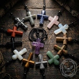 Simple Natural Crystal Cross Charm Necklace | Gthic.com