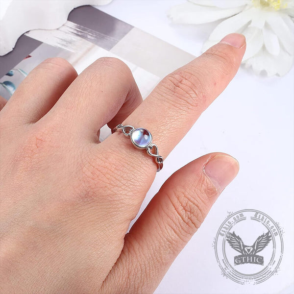 Simple Opal Sterling Silver Adjustable Engagement Ring