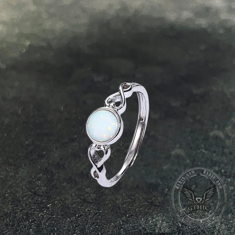 Simple Opal Sterling Silver Adjustable Engagement Ring | Gthic.com