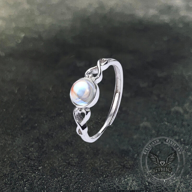 Simple Opal Sterling Silver Adjustable Engagement Ring | Gthic.com