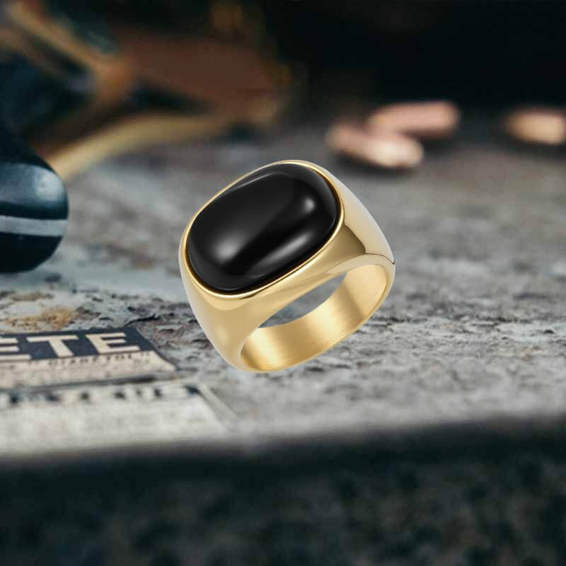 Simple Oval Tiger Eye Stone Stainless Steel Ring | Gthic.com