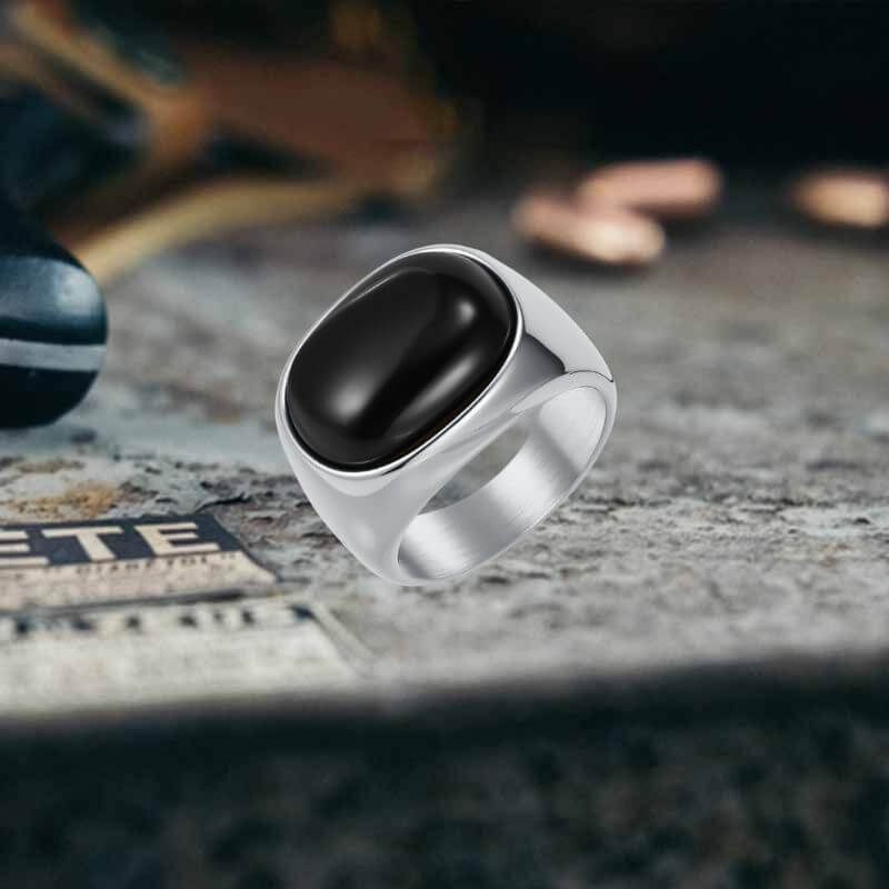 Simple Oval Tiger Eye Stone Stainless Steel Ring | Gthic.com