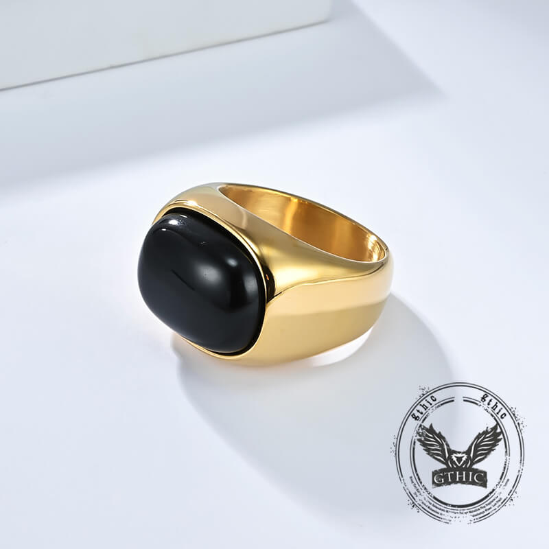 Simple Oval Tiger Eye Stone Stainless Steel Ring