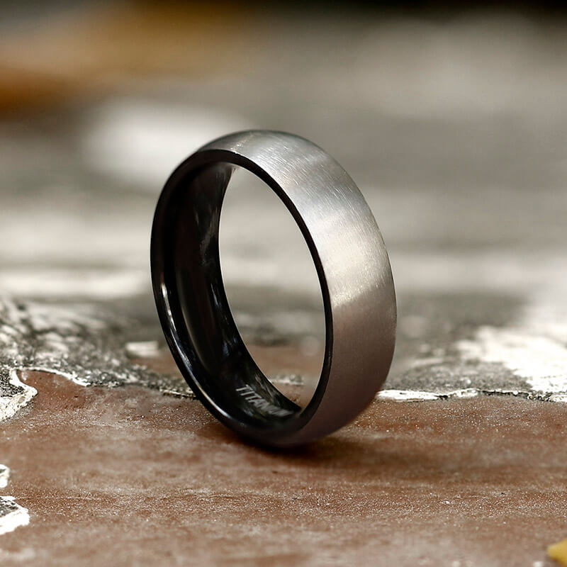 Simple Polished Titanium Couple Ring | Gthic.com