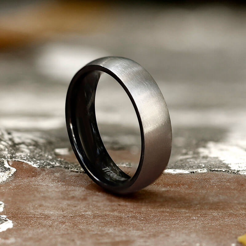 Simple Polished Titanium Couple Ring | Gthic.com