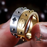 Simple Polka Dot Cross Stainless Steel Ring | Gthic.com