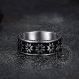 Simple Punk Rhombus Flower Stainless Steel Ring