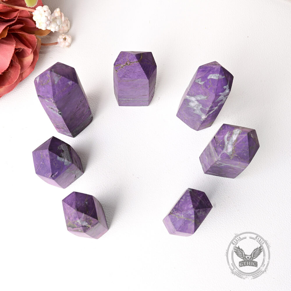 Simple Purple Crystal Agate Hexagonal Prism Figurine | Gthic.com