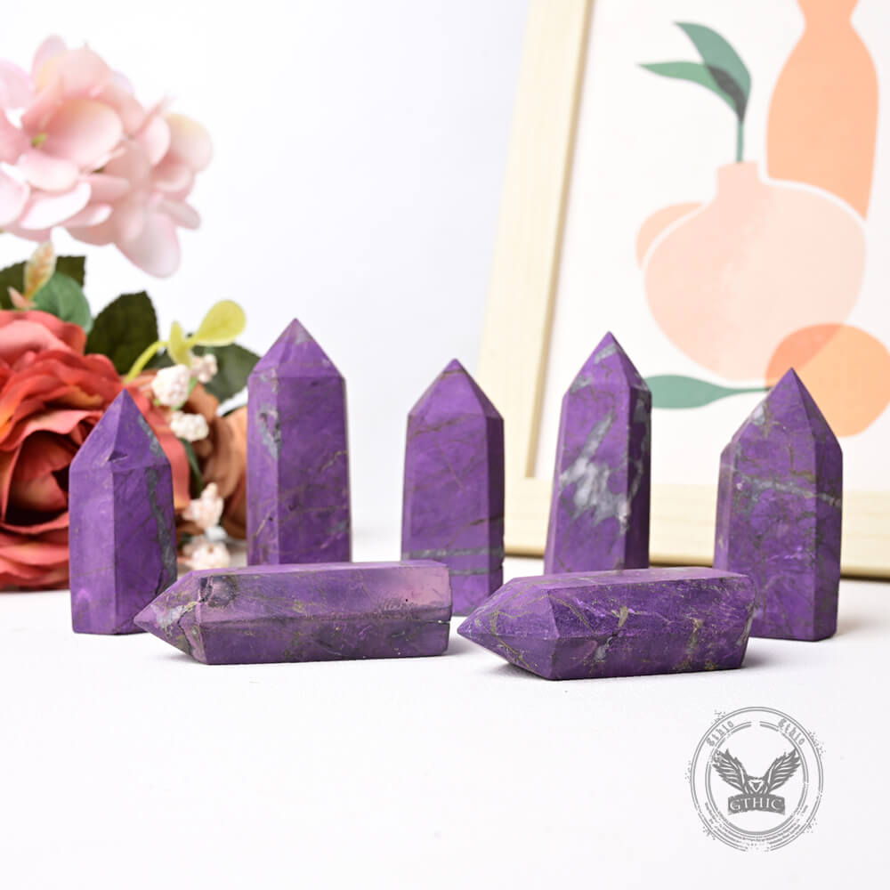 Simple Purple Crystal Agate Hexagonal Prism Figurine | Gthic.com