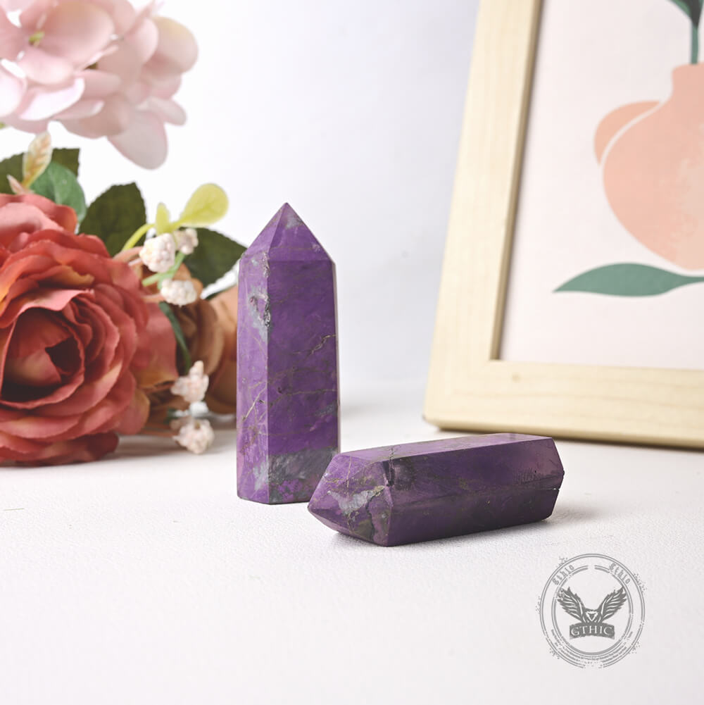Simple Purple Crystal Agate Hexagonal Prism Figurine