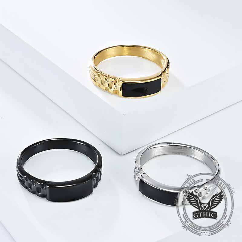 Simple Rectangular Drip Glue Stainless Steel Ring 01 | Gthic.com