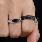 Simple Rectangular Drip Glue Stainless Steel Ring