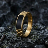 Simple Rectangular Drip Glue Stainless Steel Ring