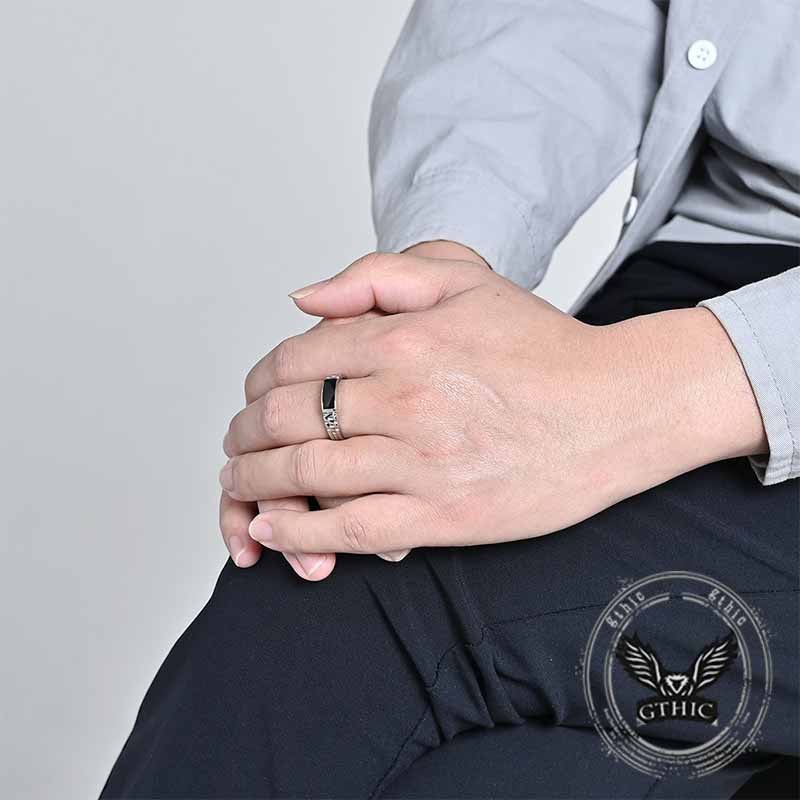 Simple Rectangular Drip Glue Stainless Steel Ring 02 | Gthic.com