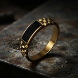 Simple Rectangular Drip Glue Stainless Steel Ring