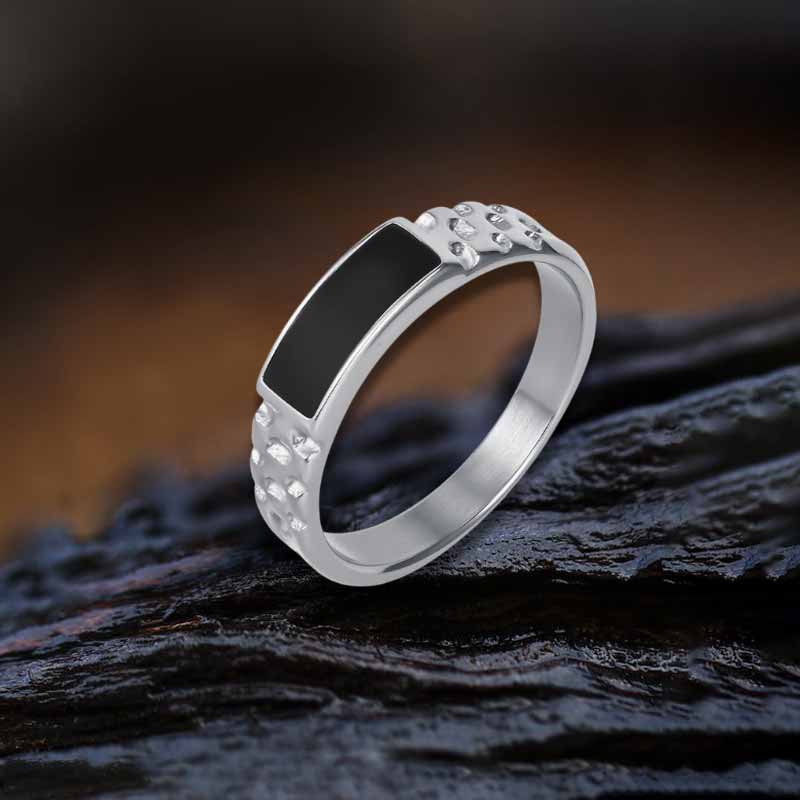 Simple Rectangular Drip Glue Stainless Steel Ring 03 | Gthic.com
