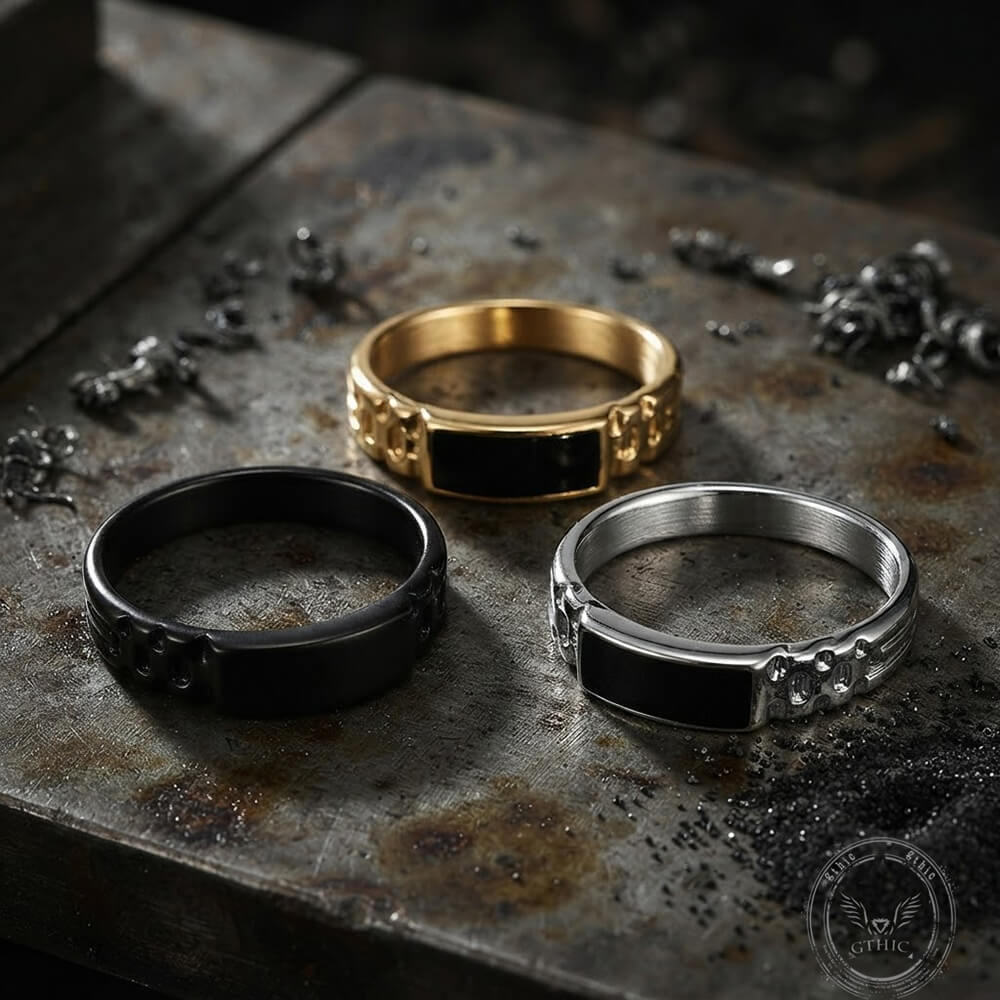 Simple Rectangular Drip Glue Stainless Steel Ring | Gthic.com