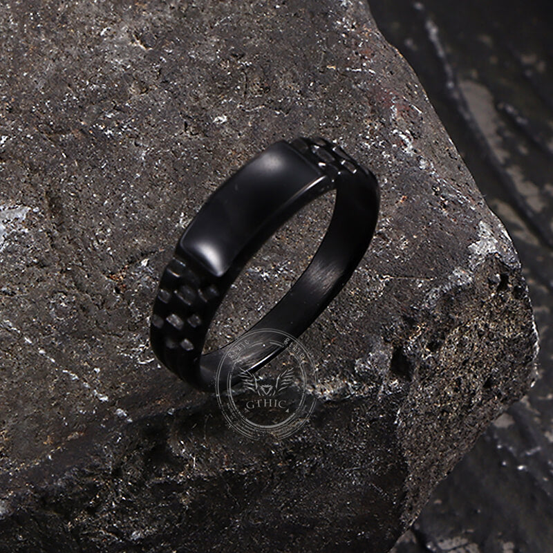 Simple Rectangular Drip Glue Stainless Steel Ring