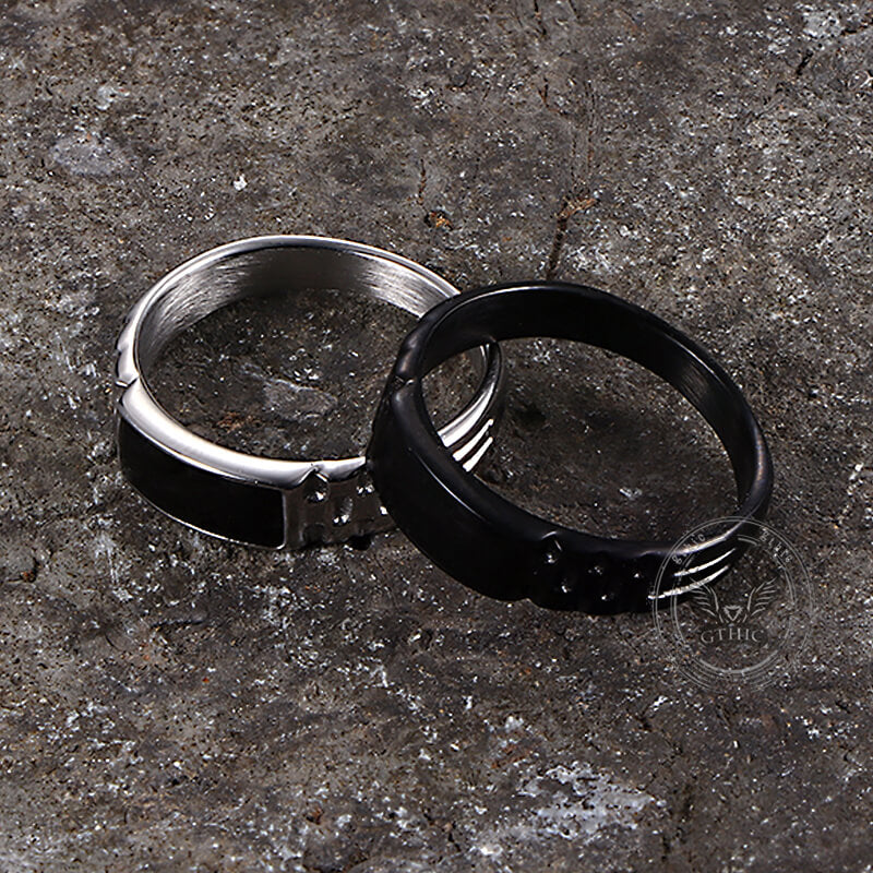 Simple Rectangular Drip Glue Stainless Steel Ring