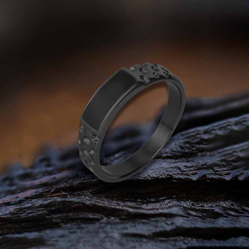 Simple Rectangular Drip Glue Stainless Steel Ring