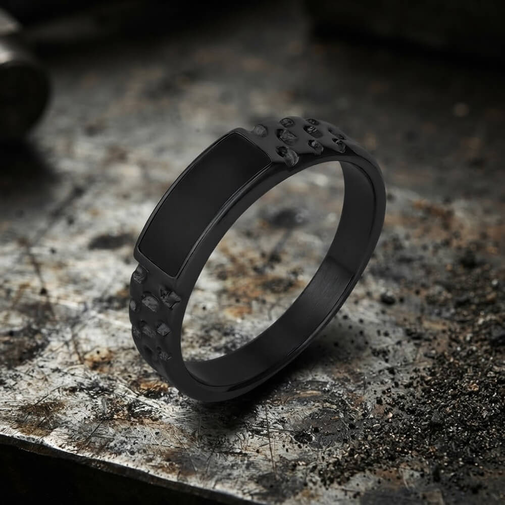 Simple Rectangular Drip Glue Stainless Steel Ring