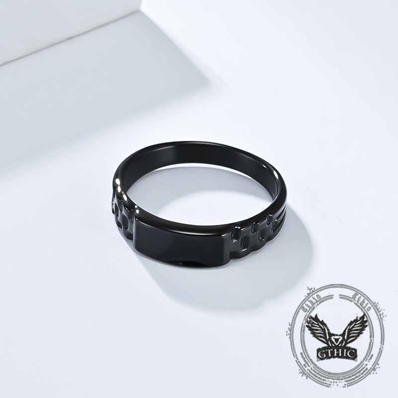 Simple Rectangular Drip Glue Stainless Steel Ring