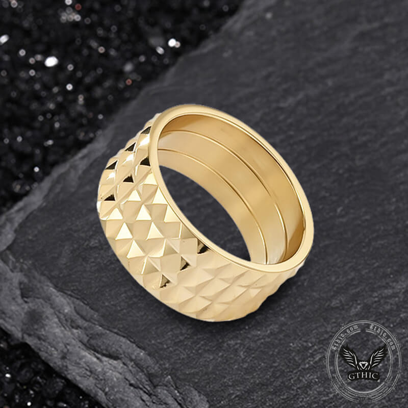 Simple Rhombus Pattern Stainless Steel Band Ring