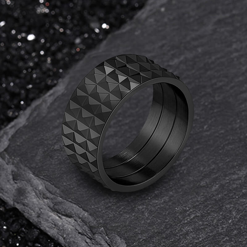 Simple Rhombus Pattern Stainless Steel Band Ring | Gthic.com