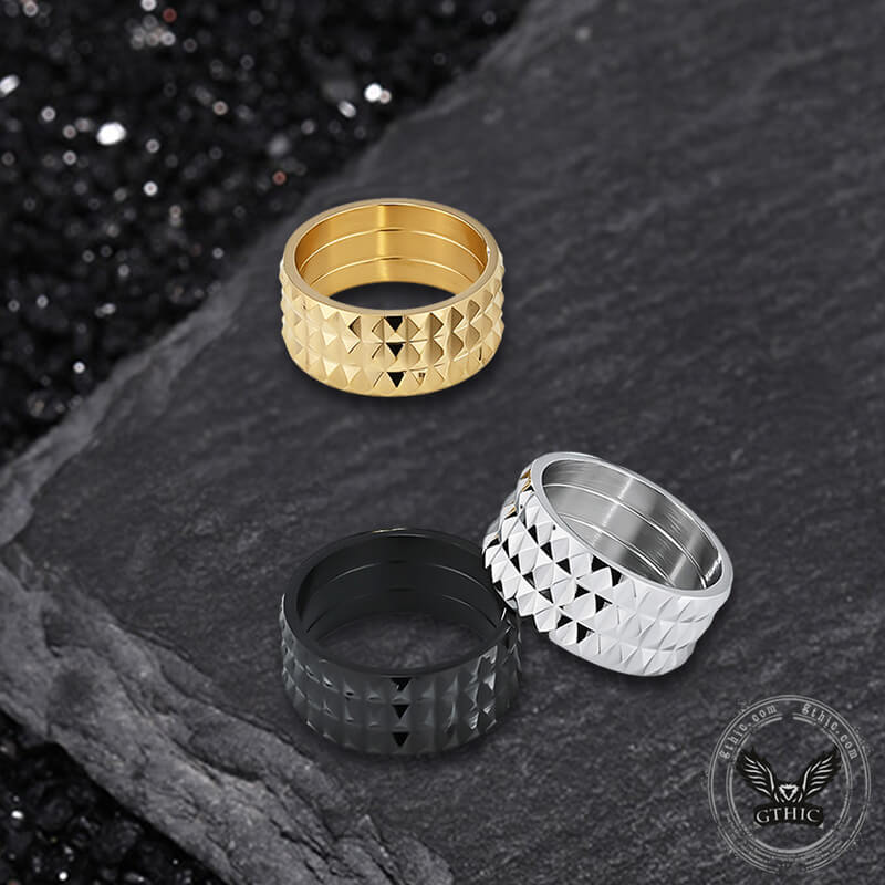 Simple Rhombus Pattern Stainless Steel Band Ring | Gthic.com