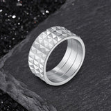 Simple Rhombus Pattern Stainless Steel Band Ring | Gthic.com