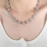 Simple Rhombus Stitching Stainless Steel Necklace | Gthic.com