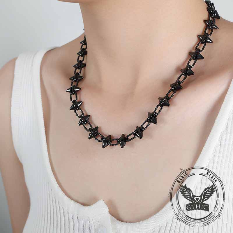 Simple Rhombus Stitching Stainless Steel Necklace | Gthic.com