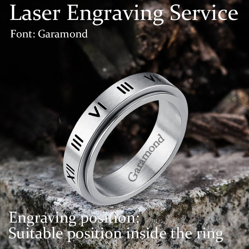 Simple Roman Numeral Stainless Steel Spinner Ring