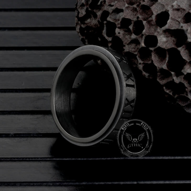 Simple Roman Numeral Stainless Steel Spinner Ring | Gthic.com